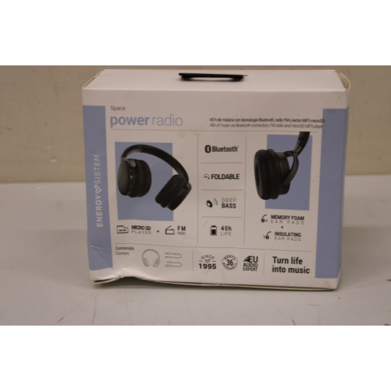 SALE OUT. Energy sistem Power Radio - Bluetooth headset with FM radio | Energy Sistem | Power Radio - Bluetooth headset with FM radio | Over-Ear Built-in microphone | USB Type-C | Black | DAMAGED PACKAGING, SCRATCHES ON THE SIDES