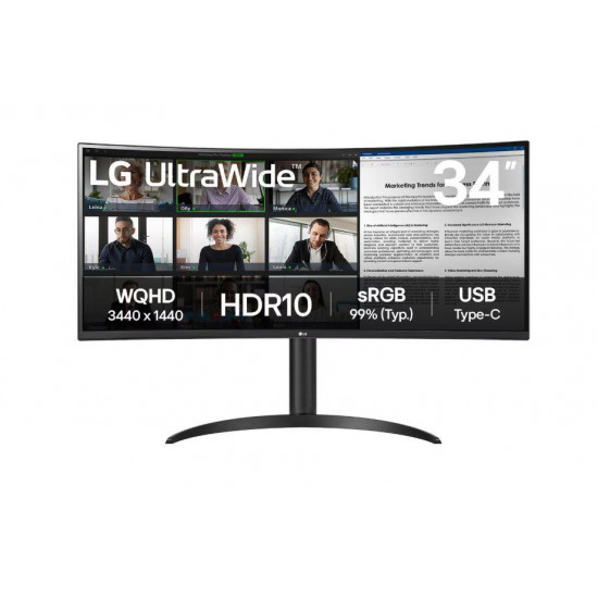 LCD Monitor|LG|34WR55QK-B|34|Business/Curved/21 : 9|Panel VA|3440x1440|21:9|100Hz|5 ms|Height adjustable|Tilt|Colour Black|34WR55QK-B