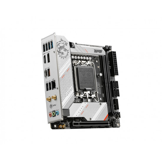 MSI | MPG B760I EDGE WIFI | Processor family Intel | Processor socket  LGA1700 | DDR5 DIMM | Memory slots 2 | Supported hard disk drive interfaces SATA, M.2 | Number of SATA connectors 4 | Chipset Intel B760 | Mini-ITX