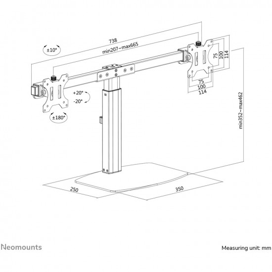 Neomounts FPMA-D865DBLACK Tischhalterung für zwei Flachbildschirme bis 27 (69 cm)