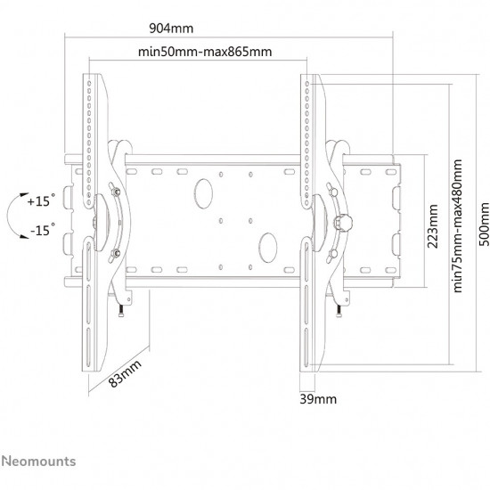 Neomounts Wandhalter, neigbar, für Flachbild-Fernseher bis 85 (216 cm) 100KG PLASMA-W200BLACK