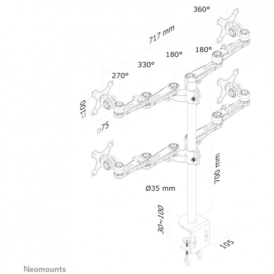 Neomounts Tischhalterung für vier Flachbildschirme bis 27 (69 cm) 6KG FPMA-D935D4