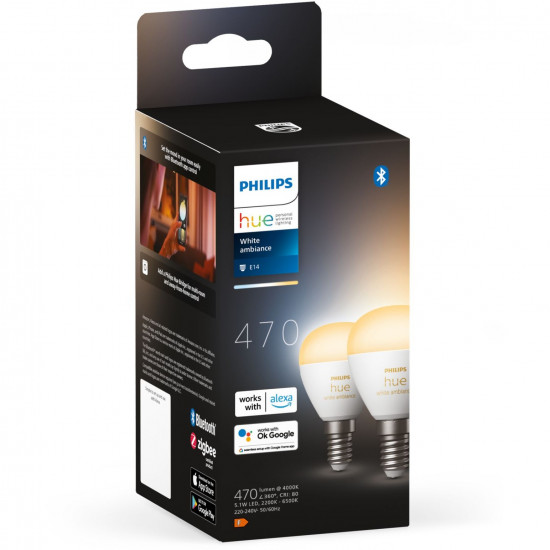 Philips Hue White Ambiance E14 Luster Tropfen Doppelpack 2x470lm