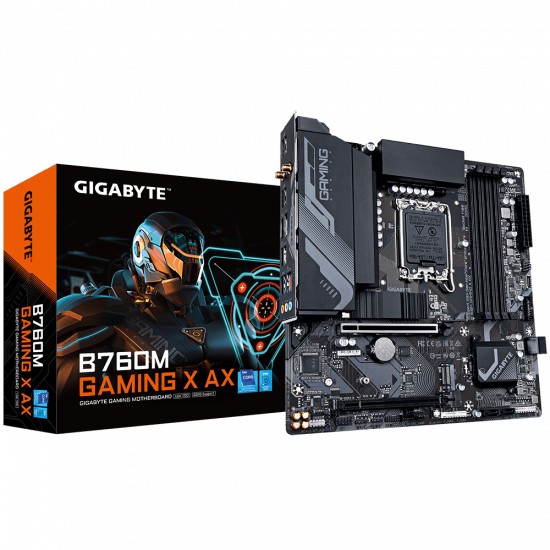 Gigabyte B760M GAMING X AX | Processor family Intel | Processor socket LGA1700 | DDR5 DIMM | Supported hard disk drive interfaces SATA, M.2 | Number of SATA connectors 4