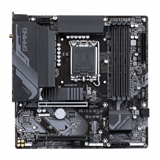 Gigabyte B760M GAMING X AX | Processor family Intel | Processor socket LGA1700 | DDR5 DIMM | Supported hard disk drive interfaces SATA, M.2 | Number of SATA connectors 4