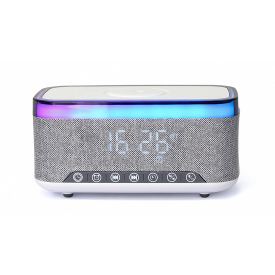 Digital Alarm Clock with Wireless Charging, DAB/FM Radio RGB White/Gray