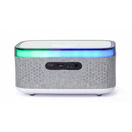 Digital Alarm Clock with Wireless Charging, DAB/FM Radio RGB White/Gray