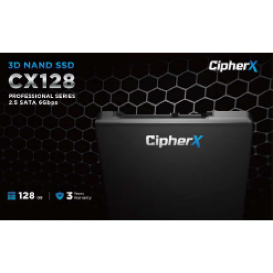 128GB CipherX, CX128 PRO 2.5, 3D NAND TLC, NANDXtend ECC Data Protect, SLC Caching, SATA-6Gbps (TCG and AES Encryption support) SSD