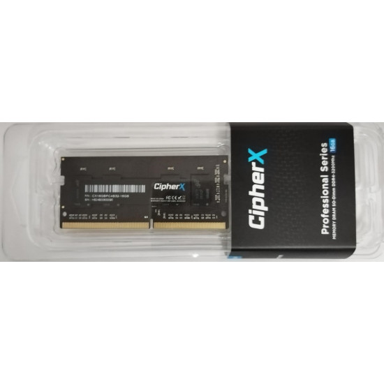 16GB CipherX Professional Series, DDR-4 3200Mhz, SODIMM CL16, Notebook Memory Module