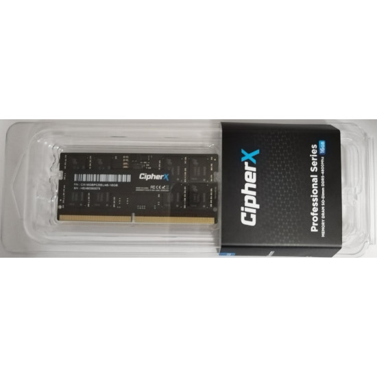 16GB CipherX Professional Series, DDR-5 SODIMM, 4800Mhz CL36, Notebook Memory Module