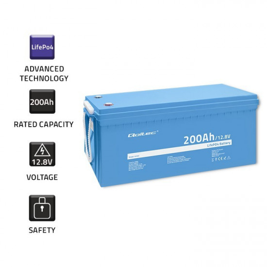 LiFePO4 battery 12.8V, 200Ah, 2560Wh,BM