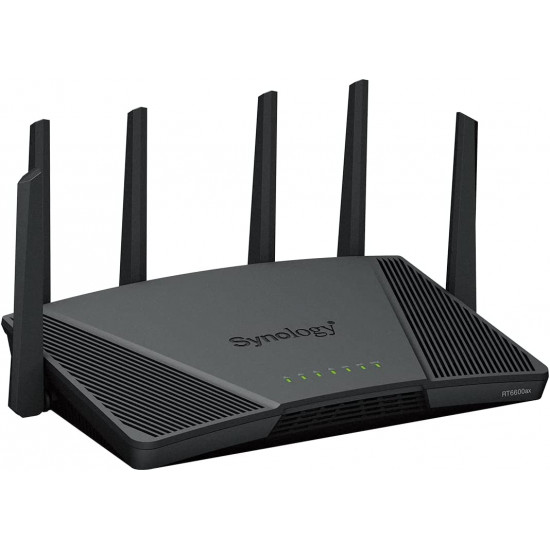 Synology RT6600ax Ultra-fast and Secure Wireless Router for Homes | Ultra-fast and Secure Wireless Router for Homes | RT6600ax | 802.11ax | 4800  Mbit/s | Ethernet LAN (RJ-45) ports 5 | Mesh Support No | MU-MiMO Yes | No mobile broadband | Antenna type  External antenna x 6 | 24 month(s)