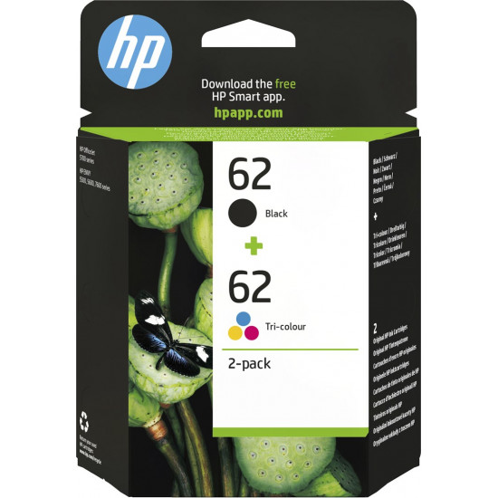 HP 62       2er Pack Schwarz Farbe dreifarbig Tintenpatrone