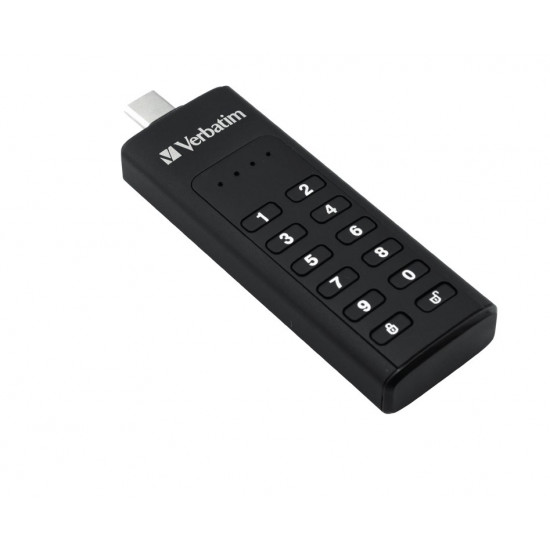 Verbatim Keypad Secure - USB-C Drive with Password Protection and AES-256 HW encryption to protect your data - 128 GB - Black