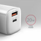 AXAGON Wallcharger 2x port (USB-A + USB-C), 20W | ACU-PQ20W