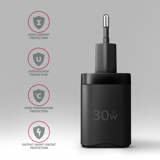 AXAGON Sil wallcharger 2x port (USB-A + USB-C), 30W | ACU-PQ30