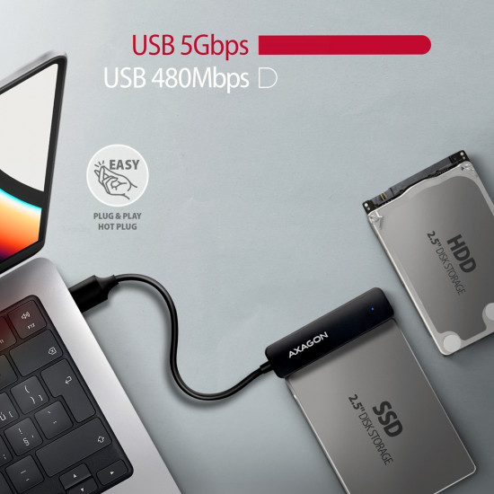 AXAGON USB-A 5Gbps SLIM adapter for 2.5 SSD/HDD | ADSA-FP2A