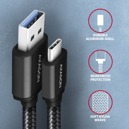 AXAGON Data and charging cable | BUCM3-AM20AB | USB Type-C to USB Type-A