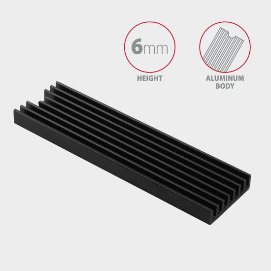 AXAGON Passive aluminum heatsink for all M.2 SSDs, size 2280, high 6 mm | CLR-M2L6