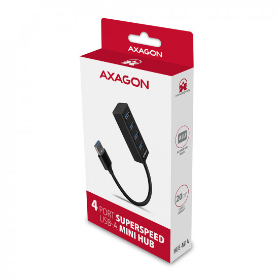 AXAGON Miniature metal four-port USB 3.2 Gen 1 hub | HUE-M1A