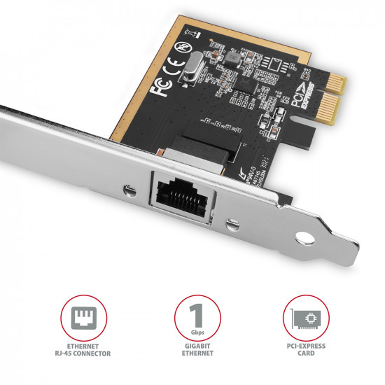 AXAGON Gigabit Ethernet PCI-Express network card with proven Realtek chipset version | PCEE-GRF