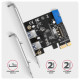 AXAGON PCI-Express card with a pair of internal and a pair of external USB 5Gbps ports | PCEU-232RS