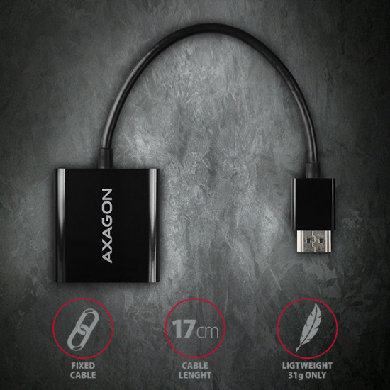 AXAGON | Active converter | HDMI to VGA | 0.15 m