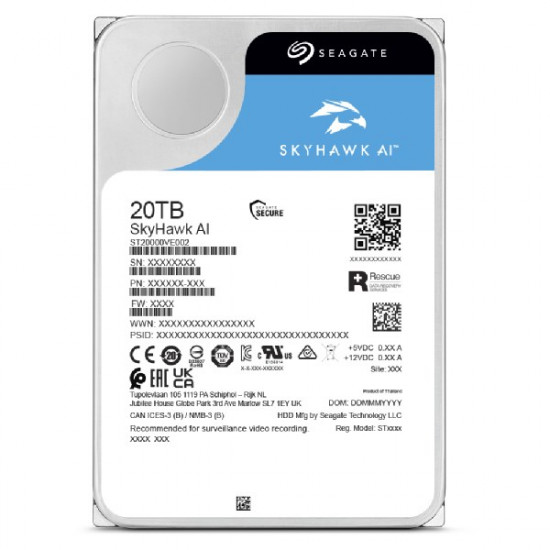 Seagate SkyHawk AI internal hard drive 20 TB 7200 RPM 512 MB 3.5 Serial ATA III