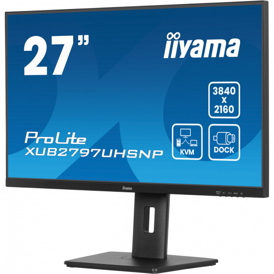 68,5cm/27 (3840x2160) iiyama ProLite XUB2797UHSNP-B1 16:9 4k UHD IPS 4ms 60Hz HDMI DP USB-C KVM Speaker Pivot Black