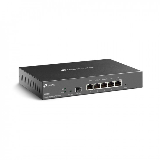 TP-LINK | SafeStream Gigabit Multi-WAN VPN Router | ER7206 | Mbit/s | 10/100/1000 Mbit/s | Ethernet LAN (RJ-45) ports 1× Gigabit SFP WAN Port, 1× Gigabit RJ45 WAN Port, 2x  Gigabit RJ45 LAN Ports 2× Gigabit WAN/LAN RJ45 Ports | MU-MiMO