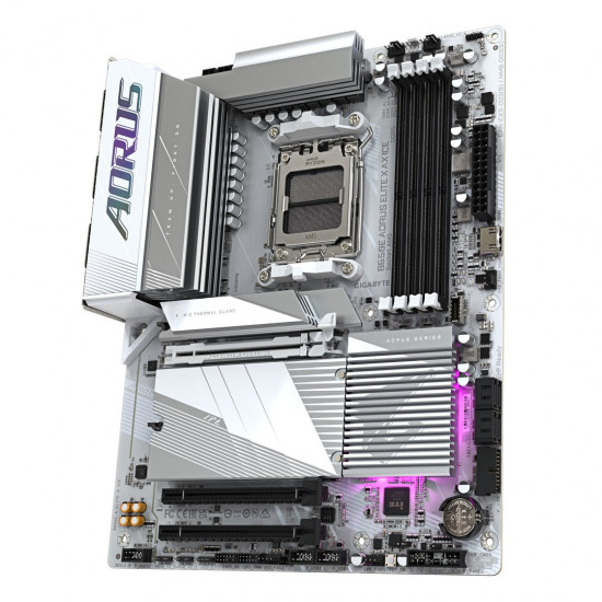 GIGABYTE B650E AORUS ELITE X AX ICE Motherboard - AMD Ryzen 9000 Series CPUs, 12+2+2 Phases VRM, up to 8000MHz DDR5 (OC), 1xPCIe 5.0 + 2xPCIe 4.0 M.2, 2.5GbE LAN, WIFI 6E, USB 3.2 Gen 2