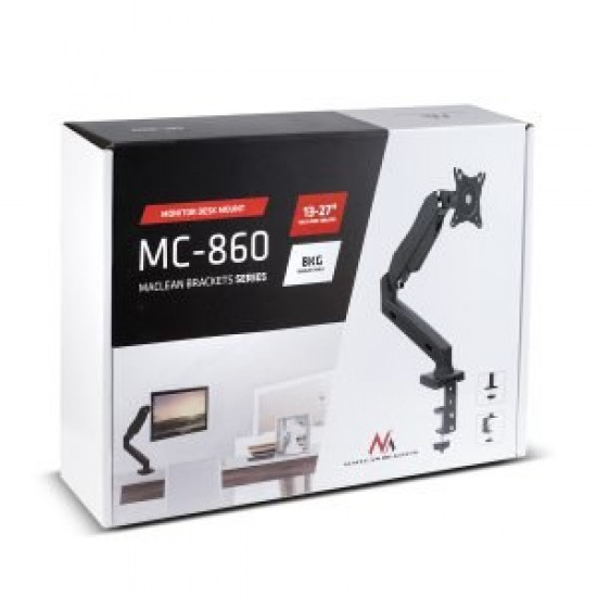 Maclean MC-860 monitor mount / stand 68.6 cm (27) Black Desk