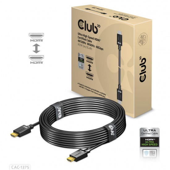 CABLE HDMI TO HDMI 5M/M/M CAC-1375 CLUB3D