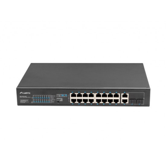 Lanberg Switch rack 19 POE+ 16x 100MB /2X COMBO  GIGABIT ETHERNET 250W