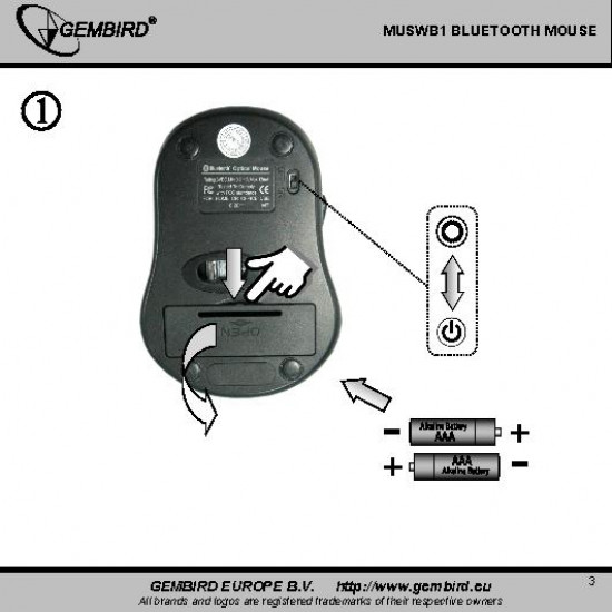 Gembird | MUSWB2 | 6 button | Optical Bluetooth mouse | Black, Grey