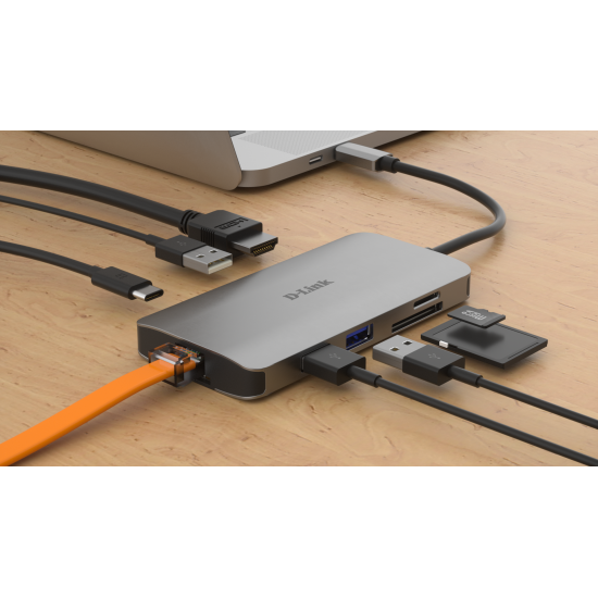 D-Link | 8-in-1 USB-C Hub with HDMI/Ethernet/Card Reader/Power Delivery | DUB-M810 | USB hub | USB Type-C