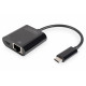 Digitus | USB-Type-C Gigabit Ethernet Adapter + PD with power delivery function | DN-3027 | Black | USB-C port to a Gigabit network connection