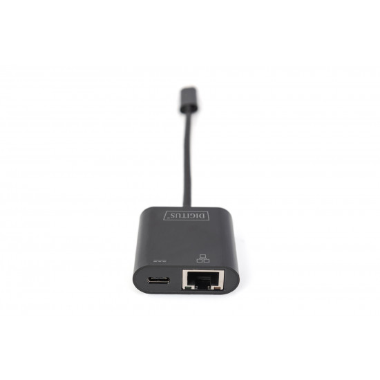 Digitus | USB-Type-C Gigabit Ethernet Adapter + PD with power delivery function | DN-3027 | Black | USB-C port to a Gigabit network connection