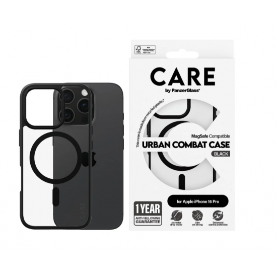 CARE Flagship Case | Back cover | Apple | iPhone 16 PRO | Recycled plastic | Black | MagSafe