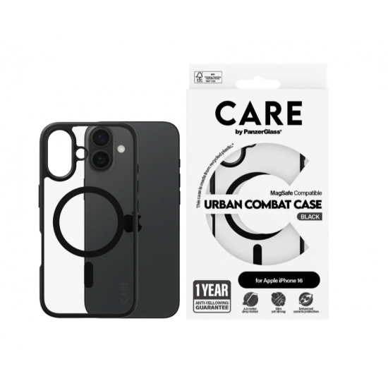 CARE Flagship Case | Back cover | Apple | iPhone 16 | Recycled plastic | Black | MagSafe