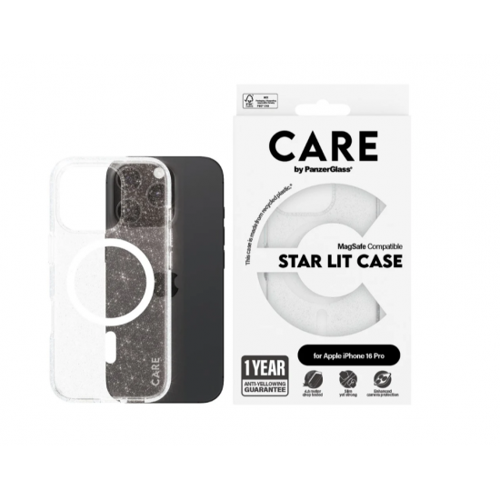 CARE Flagship Case | Back cover | Apple | iPhone 16 Pro | Recycled plastic | White | Urban Combat Star Lit with MagSafe