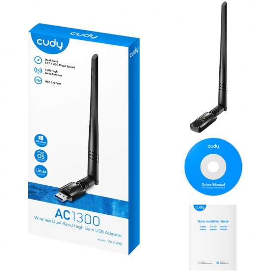 NET Z Cudy AC1300 Wi-Fi High Gain USB 3.0 Adapter