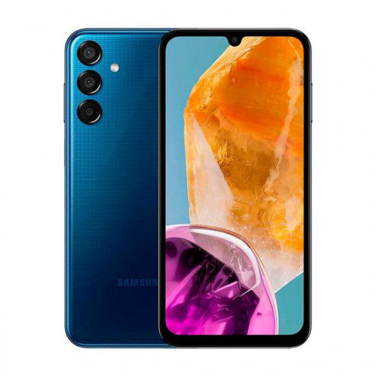 Samsung Galaxy M15 (M156) | Dark Blue | 6.5  | Super AMOLED | 1080 x 2340 pixels | Mediatek | Dimensity 6100+ (6 nm) | Internal RAM 4 GB | 128 GB | microSDXC | Dual SIM | Nano-SIM | 4G | 5G | Main camera resolution 50+5+2 MP | Secondary camera resolution 13 MP | Android | 14 | 6000 mAh