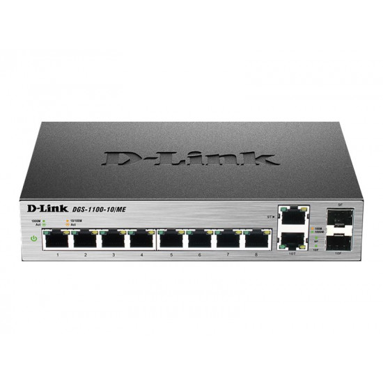 D-Link | Metro Ethernet Switch | DGS-1100-10/ME | Managed L2 | Desktop | Gigabit Ethernet (copper) ports quantity 8 | Combo ports quantity 2 | Power supply type Single | 24 month(s)