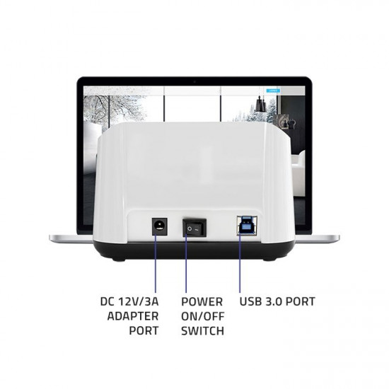 Qoltec 50309 HDD SSD 2.5 3.5 docking station | SATA III | USB 3.0 | Super speed 5Gb/s | with Clonning function