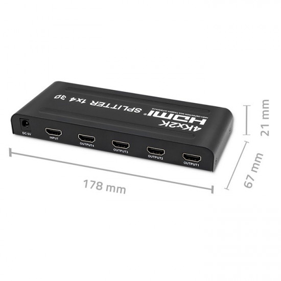 Qoltec 51798 Active HDMI Splitter 4 x HDMI 4K x 2K | 3.4Gb/s