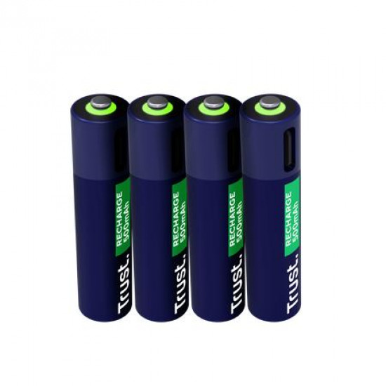 BATTERY RECH. LI-ION AAA/500MAH USB-C 4PACK 25671 TRUST