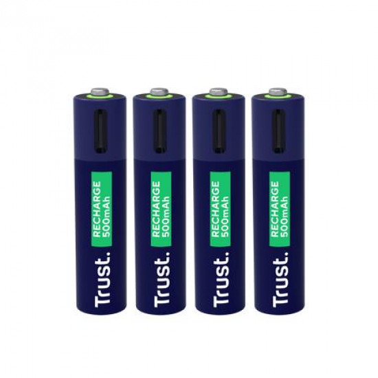 BATTERY RECH. LI-ION AAA/500MAH USB-C 4PACK 25671 TRUST