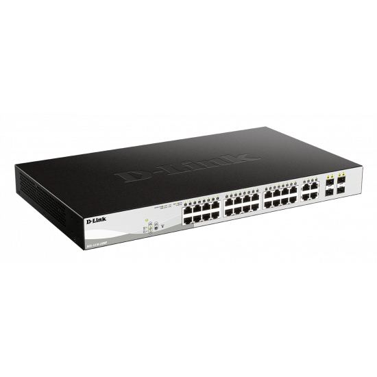 D-Link | Switch | DGS-1210-28MP | Web Management | Rack mountable | Gigabit Ethernet (copper) ports quantity 24 | SFP ports quantity 4 | PoE/Poe+ ports quantity 24 | Power supply type External | Lifetime month(s)