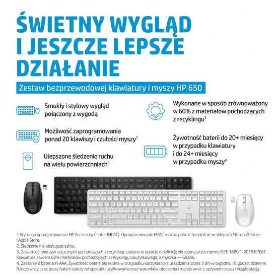 HP 650 Wireless Keyboard and Mouse Combo